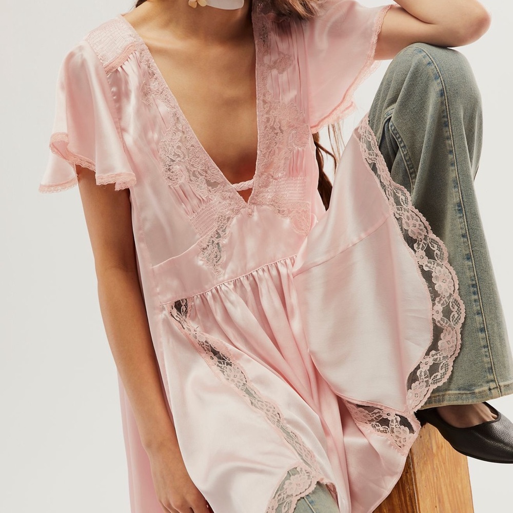NWOT Free People Wildest Rose Tunic Top Dress size large PINK - Picture 5 of 12